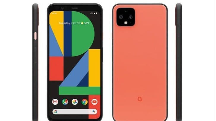 Rendering av Google Pixel 4 visar upp Oh So Orange färgen 